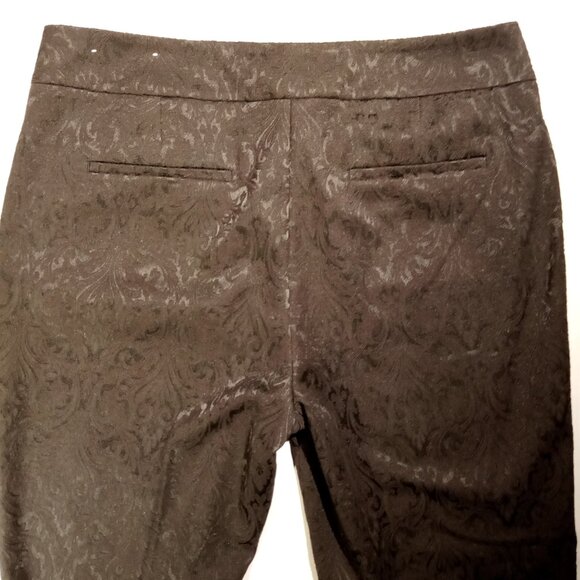 LOFT Pants  sz 10  Black  Textured  Paisley  Tapered Leg  Slim Ankle  Pockets - Picture 8 of 11